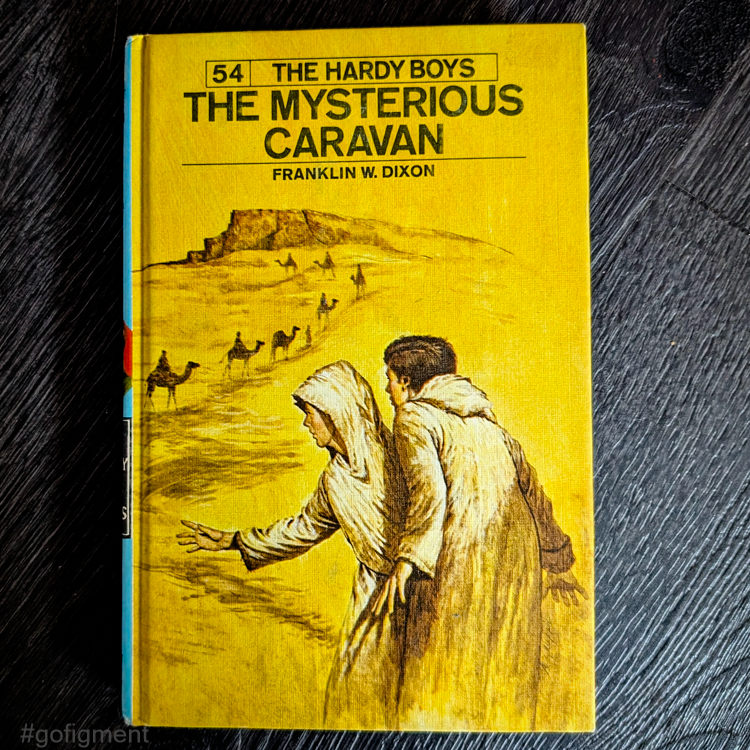54 The Mysterious Caravan (1975): Vintage Hardy Boys Book Blue-Back image 0