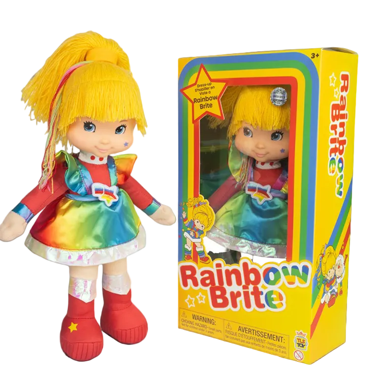 Rainbow Brite 12-inch plush doll in colorful dress by The Loyal Subjects with yellow hair and red shoes