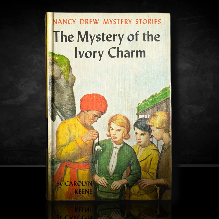 13 The Mystery of the Ivory Charm Nancy Drew Book -1936 Blue Endpages image 0