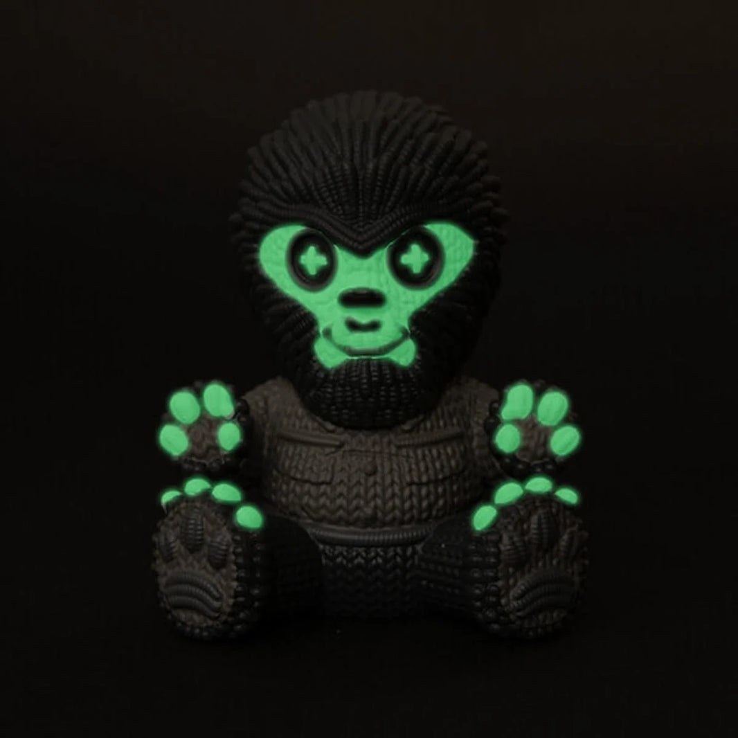 Glow in the Dark Vinyl Figures 4 pack Handmade by Robots black textured gorilla action figure with glowing green face and paws