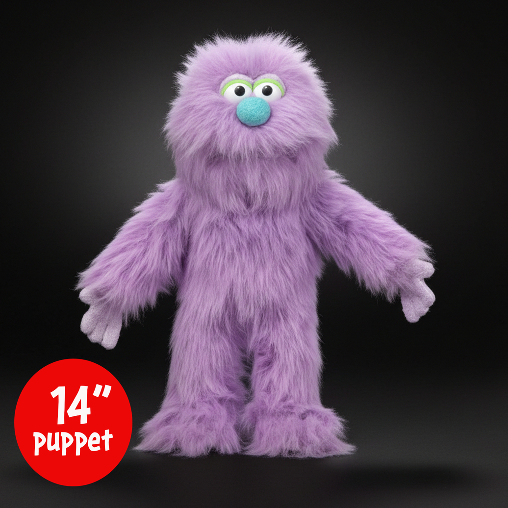 Silly Puppets Gumboil Purple Monster Puppet - 14" Furry Puppet with Movable Mouth, Hands