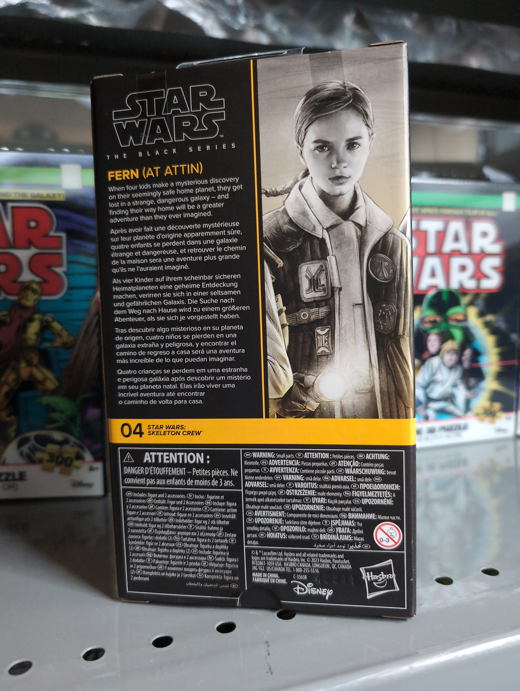 Hasbro Star Wars Black Series Fern action figure from Skeleton Crew in detailed packaging with character art.