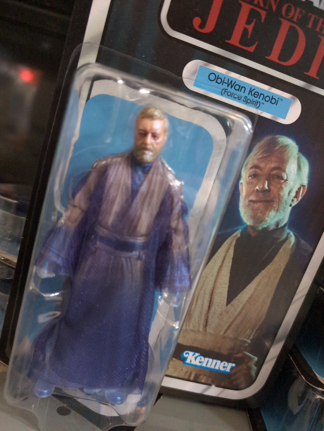 Hasbro Obi Wan Kenobi Force Ghost action figure in 1:12 scale from Star Wars Black Series with detailed soft-goods robe.