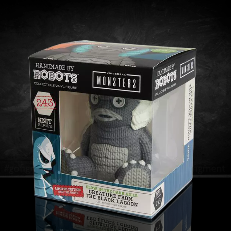 Creature from the Black Lagoon Glow in the Dark Vinyl Figure by Handmade by Robots in collectible knit series packaging