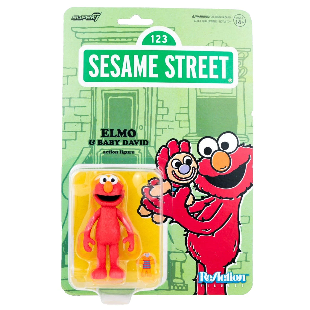 Elmo and Baby David 1:18 Scale Sesame Street 3.75" ReAction Action Figure Super7 collectible toy packaging