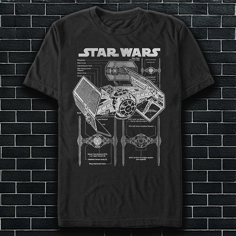 An image of a Star Wars Tie Fighter Schematic Unisex t-Shirt