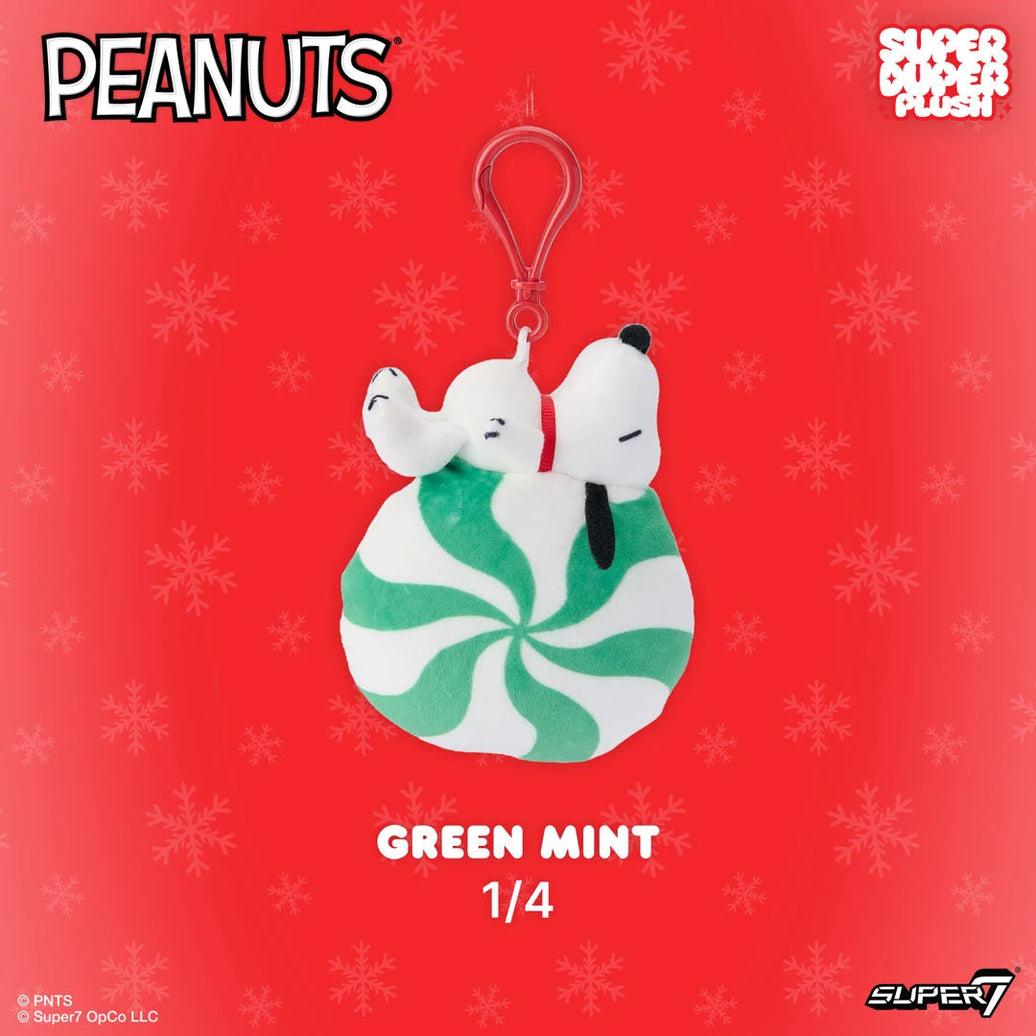 Snoopy on Green Mint Peanuts Super Duper Plush Holiday Keychain Super7