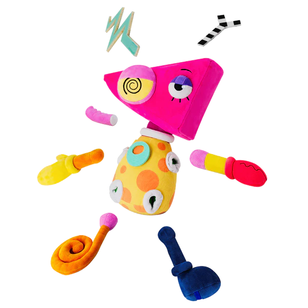 Glitch Zooble rearrangeable plush toy from The Amazing Digital Circus with colorful detachable parts and expressive face