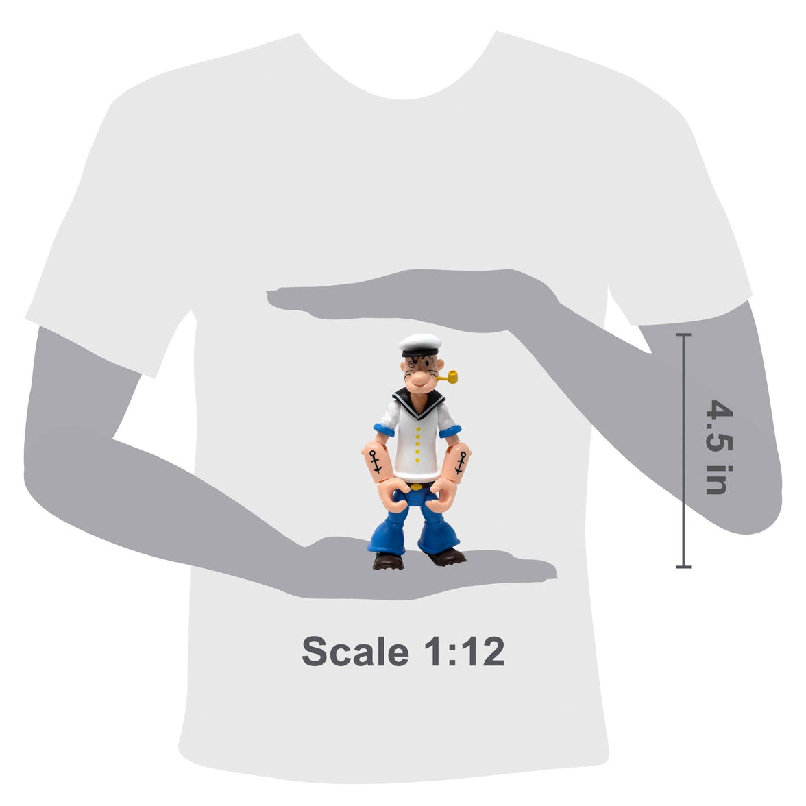 Boss Fight Studio Llc Popeye first appearance collectible figure in white shirt blue pants with sailor hat and pipe standing pose
