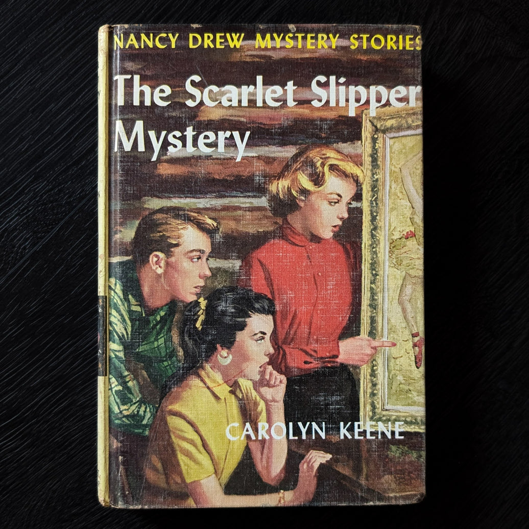32 The Scarlet Slipper Mystery Nancy Drew Book -1954 Blue Endpages image 0