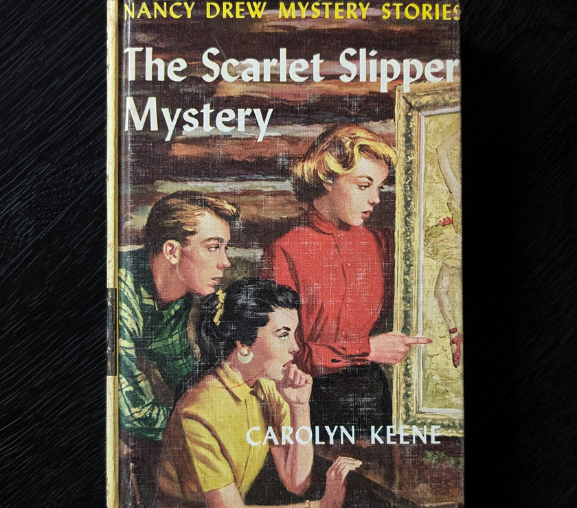 32 The Scarlet Slipper Mystery Nancy Drew Book -1954 Blue Endpages image 0