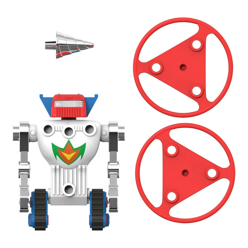Microtron 3.75-Inch ReAction+ Figure by Super7, robot figure with red wheels and silver rocket accessory