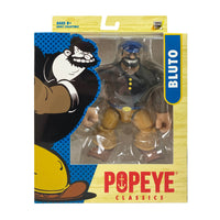 Boss Fight Studio Llc Bluto action figure in window box with blue cap, black shirt, and brown pants from Popeye Classics