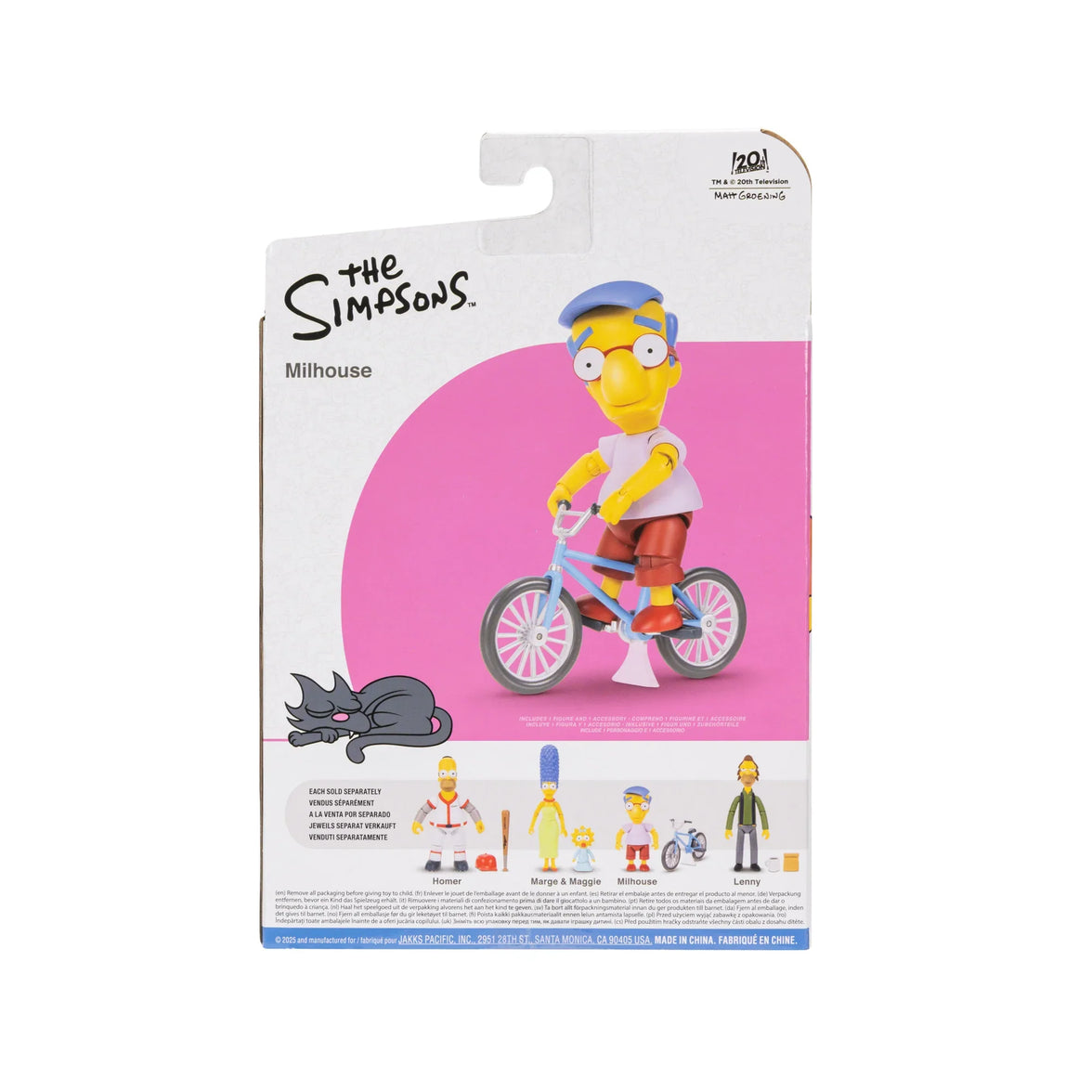 Jakks Pacific Milhouse with bicycle 5-inch action figure packaging from The Simpsons Wave 3 collection