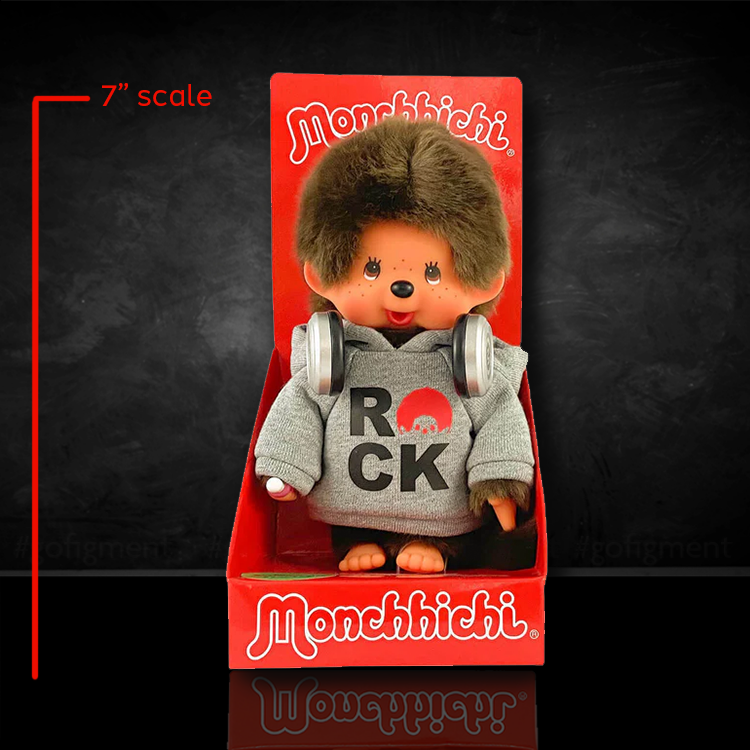 Monchhichi Rocks 7" Plush Toy - Classic Collectible Thumb-Sucking Monkey image 0