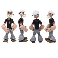 Boss Fight Studio Llc Poopdeck Pappy figure showing front, side, and back views in sailor hat, black shirt, gray pants on white background