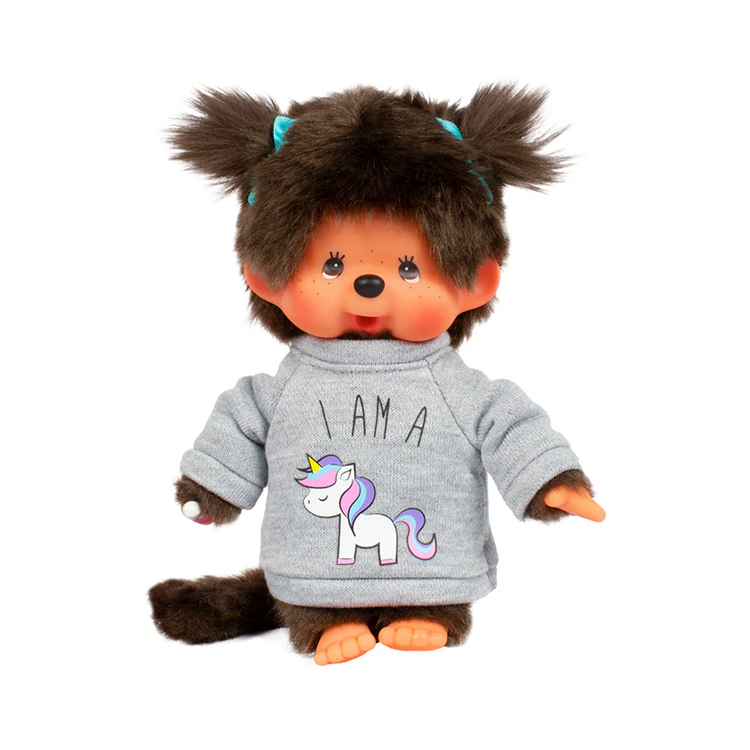 Monchhichi Girl Unicorn 7" Plush Toy - Classic Collectible Thumb-Sucking Monkey image 1