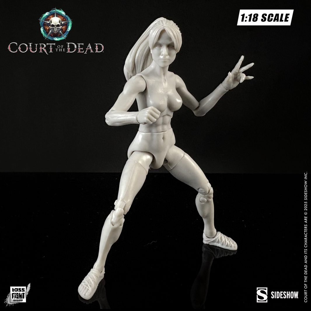 Boss Fight Studio Llc Immortal Ivory female blank action figure 1:18 scale posed ready for battle on black background