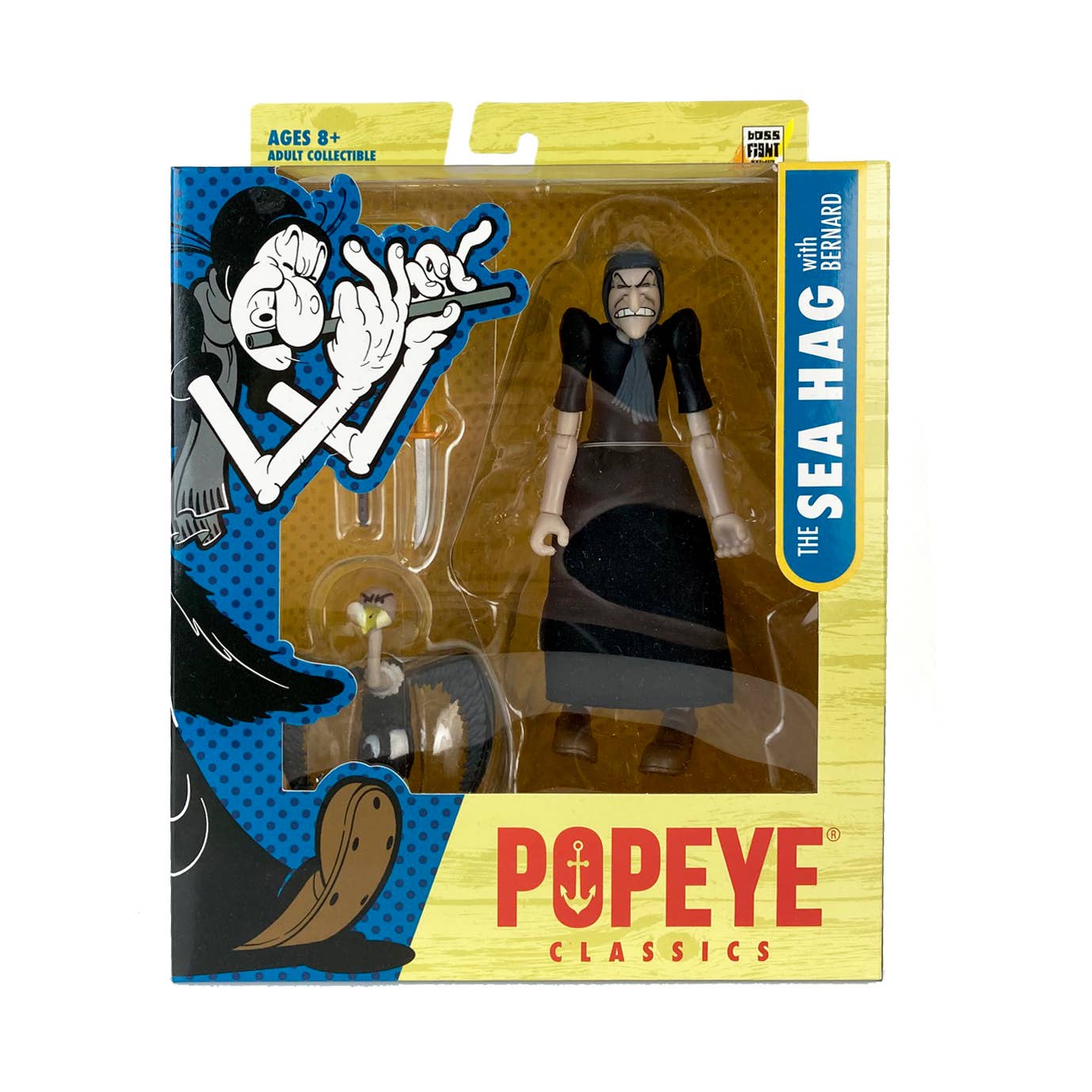 Boss Fight Studio Llc Popeye Classics Sea Hag figure with Bernard vulture in window box packaging on white background