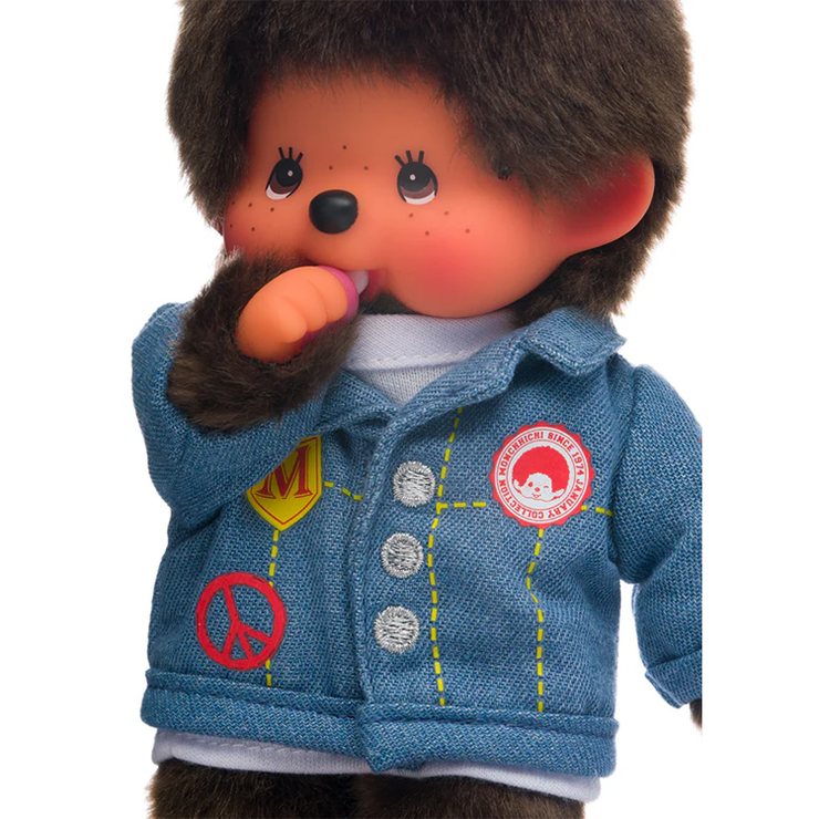 Monchhichi Boy Denim 7" Plush Toy - Classic Collectible Thumb-Sucking Monkey image 5