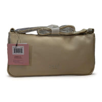 Danielle Nicole beige Belle crossbody bag with sleek smooth finish and subtle embossed logo on front