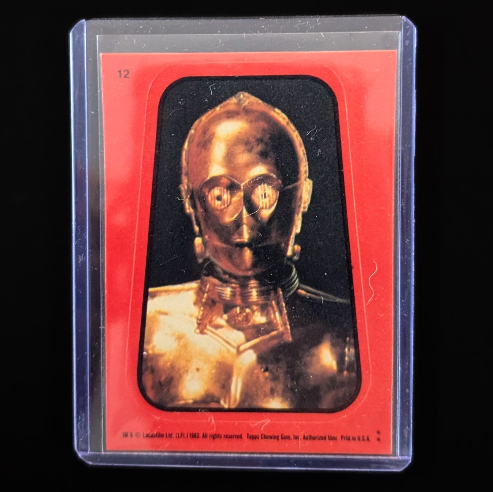 1983 Topps Return of the Jedi C-3PO sticker card in protective sleeve from Go Figment vintage collection