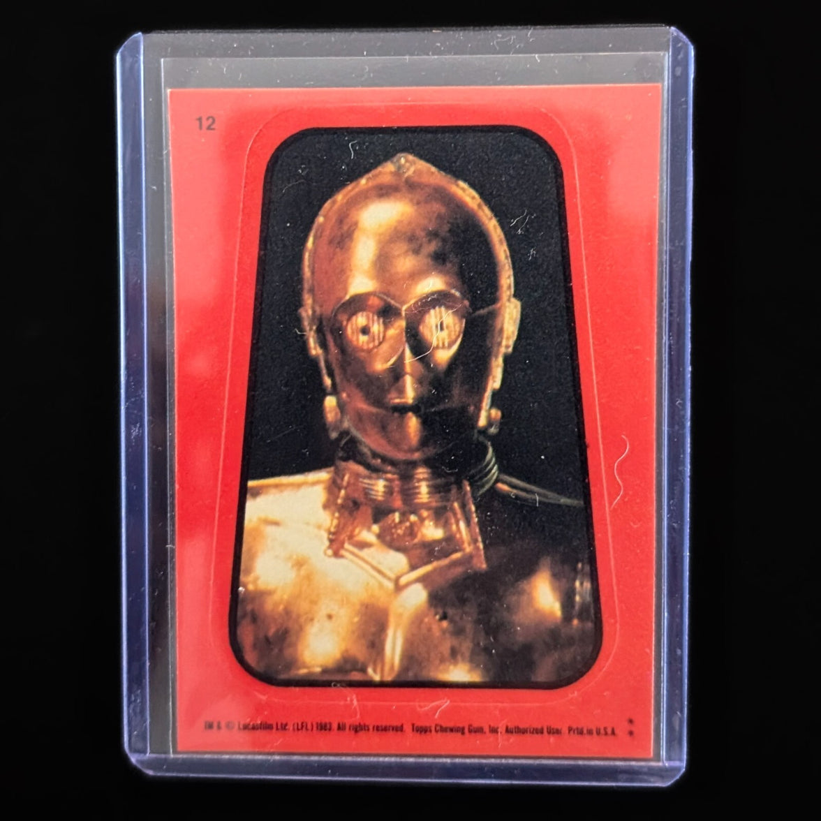 1983 Topps Return of the Jedi C-3PO sticker card in protective sleeve from Go Figment vintage collection