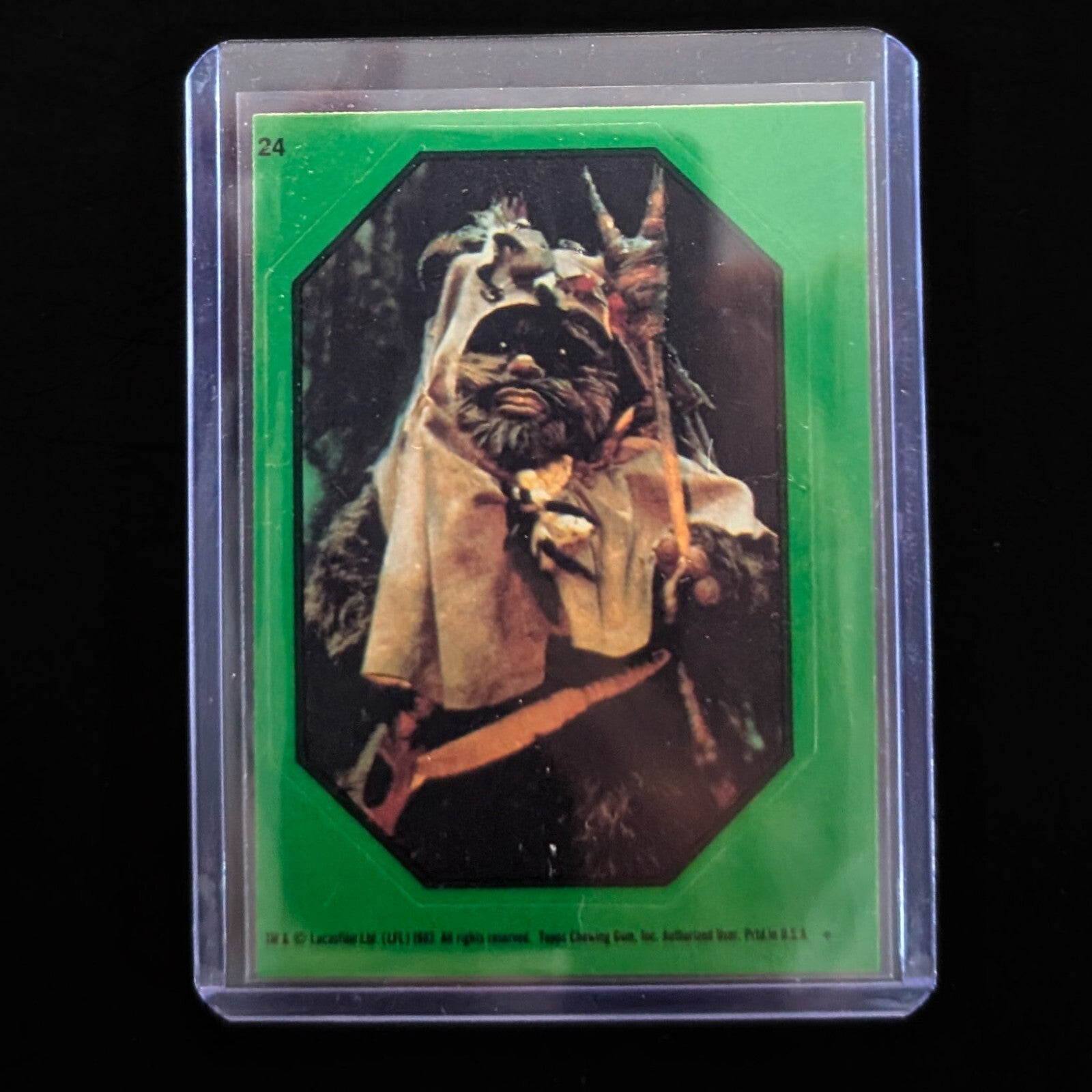 1983 Go Figment Topps Return of the Jedi vintage Ewok sticker in protective sleeve for collectors