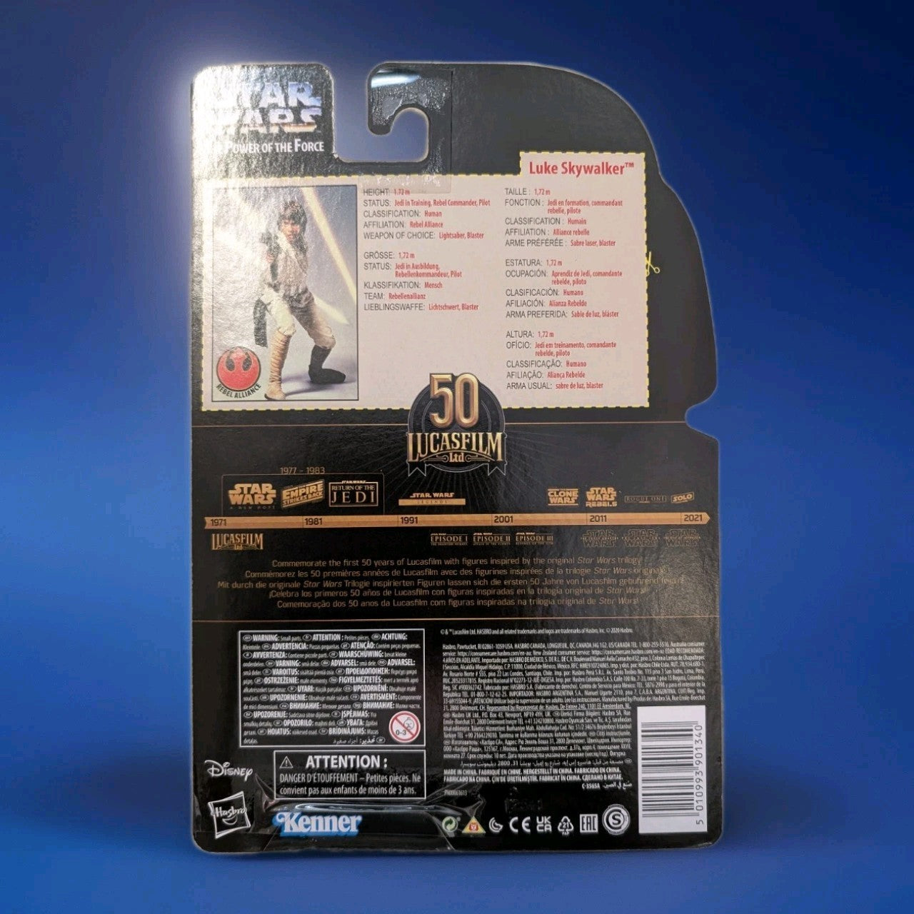 Star Wars Black Series Luke Skywalker 6 inch figure by Hasbro in special 50th Lucasfilm anniversary packaging