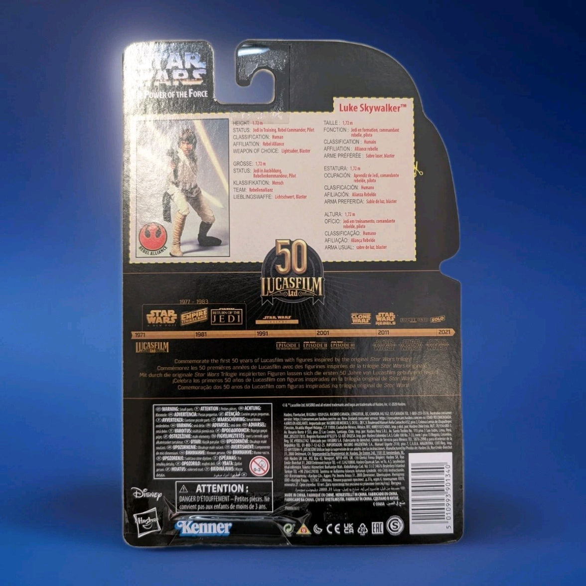 Star Wars Black Series Luke Skywalker 6 inch figure by Hasbro in special 50th Lucasfilm anniversary packaging