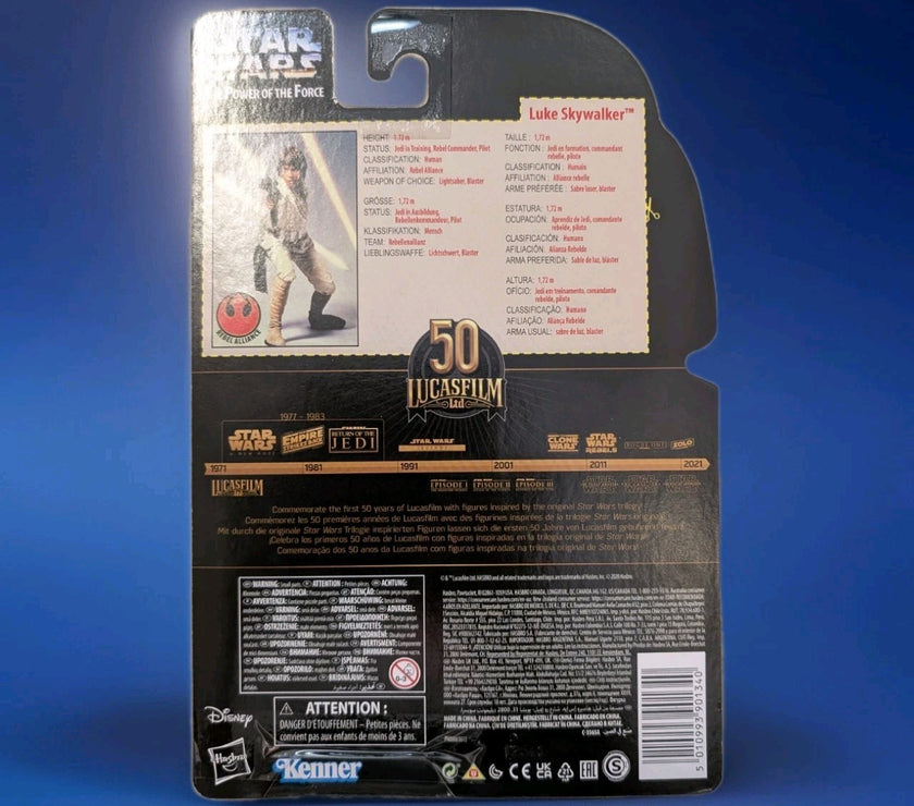 Star Wars Black Series Luke Skywalker 6 inch figure by Hasbro in special 50th Lucasfilm anniversary packaging