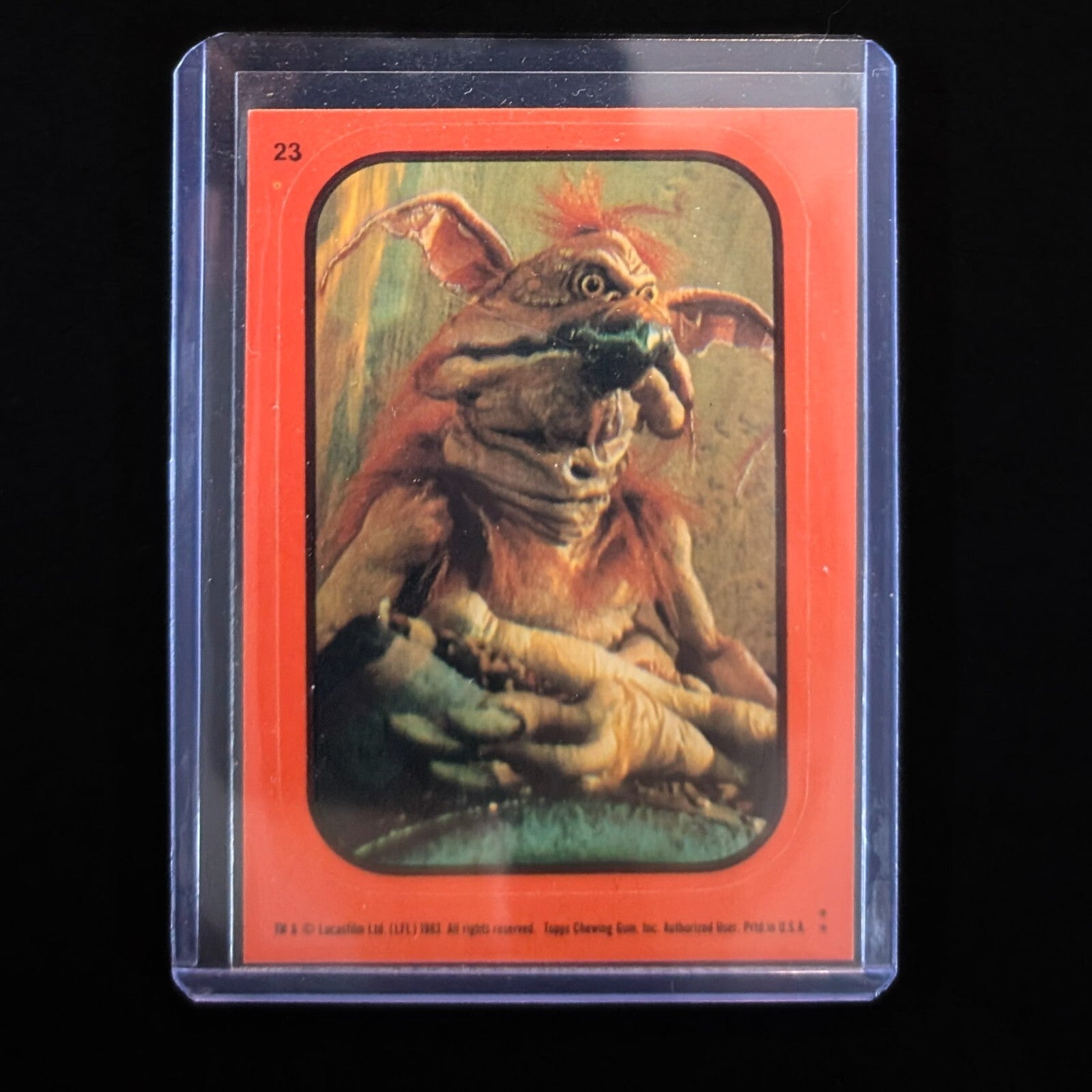 1983 Topps Return of the Jedi sticker card featuring Jabba the Hutt, vintage collectible by Go Figment