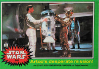 1977 Go Figment Star Wars trading card featuring Artoo and C-3PO from classic scene in vintage style
