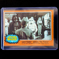 Vintage 1977 Topps Star Wars trading card featuring Lord Vader and stormtroopers from Go Figment collection