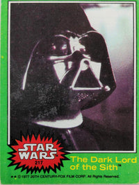 Vintage 1977 Star Wars trading card featuring Darth Vader, from Go Figment’s Green Series 4 collection