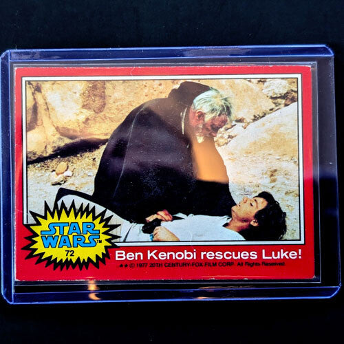1977 Go Figment Star Wars card of Ben Kenobi rescuing Luke with red border from RED Series 2 complete set