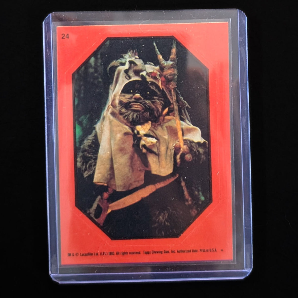 1983 Topps Return of the Jedi Ewok sticker card in protective sleeve from Go Figment vintage collection