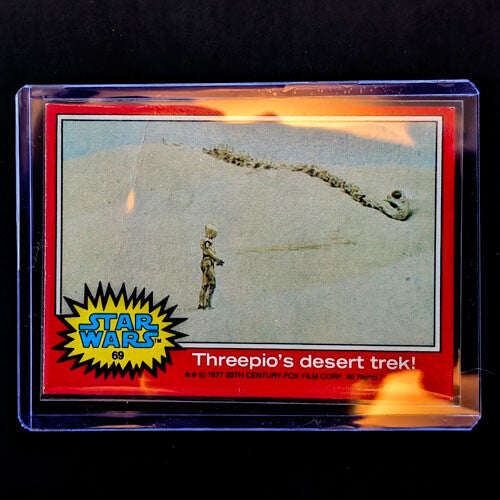 1977 TOPPS STAR WARS trading card featuring Threepio in desert scene from Go Figment vintage collection