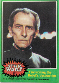 1977 Go Figment Star Wars trading card featuring a serious character with a dark uniform and blurred background lights