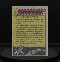 1977 Star Wars movie facts trading card featuring special effects details from Go Figment vintage collection