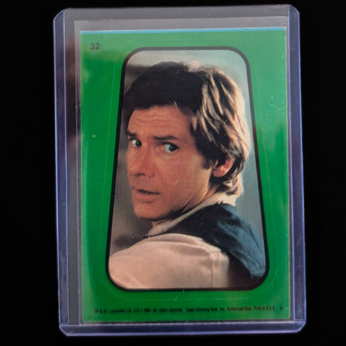 1983 Return of the Jedi Han Solo sticker card in protective case from Go Figment vintage collection