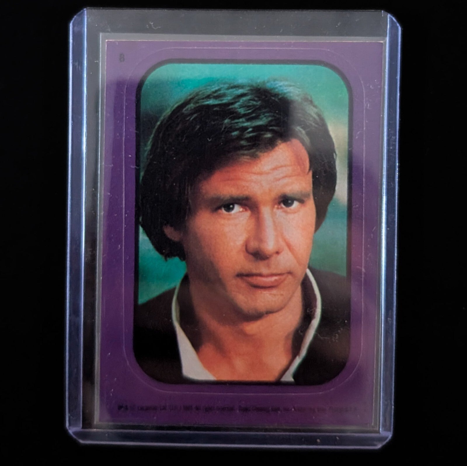 1983 Topps Return of the Jedi Han Solo sticker card in protective case from Go Figment vintage collection