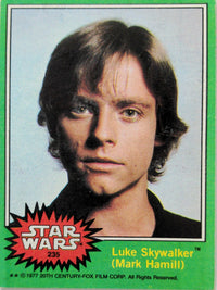 1977 Go Figment Star Wars trading card featuring Luke Skywalker Mark Hamill from Green Series 4 collection