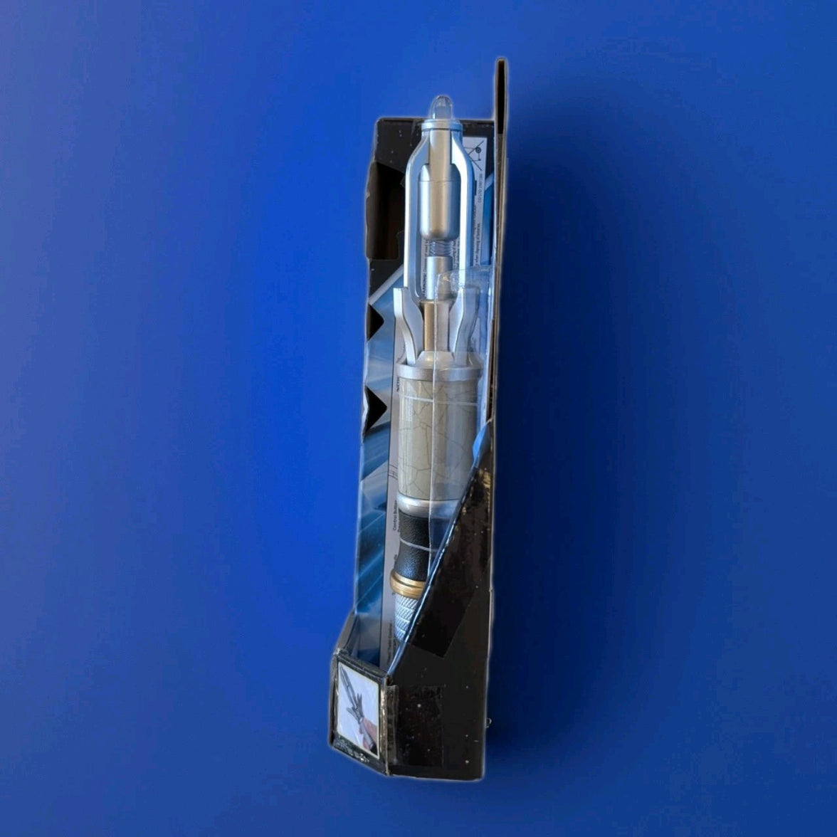 Official Character Online BBC 14th Doctor Sonic Screwdriver cosplay prop toy in display packaging on blue background