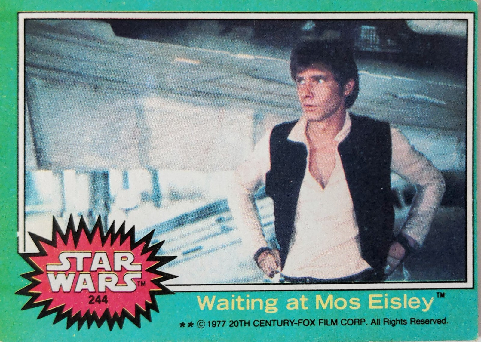 1977 Topps Star Wars trading card featuring Han Solo waiting at Mos Eisley from Go Figment collection