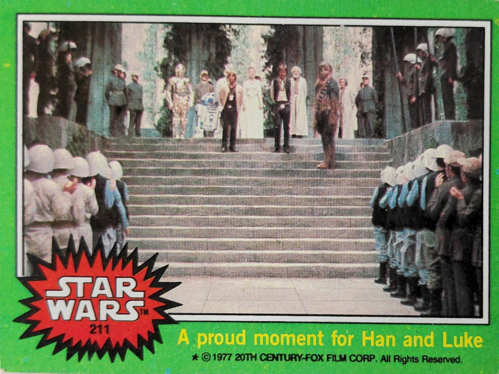 1977 Topps Star Wars trading card featuring Han Solo and Luke Skywalker scene by Go Figment