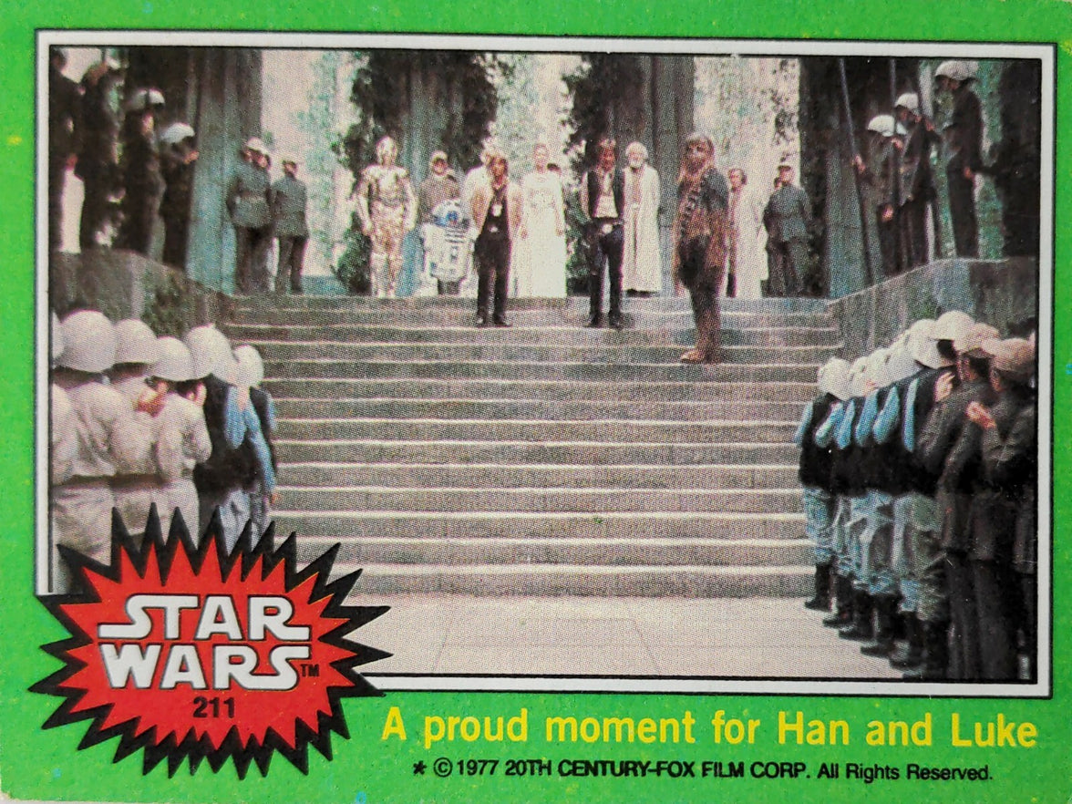 1977 Topps Star Wars trading card featuring Han Solo and Luke Skywalker scene by Go Figment