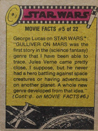 Vintage Star Wars Movie Facts card from Go Figment featuring science fantasy genre history by George Lucas