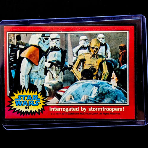 1977 Topps Star Wars trading card featuring C-3PO and stormtroopers from Go Figment vintage collection