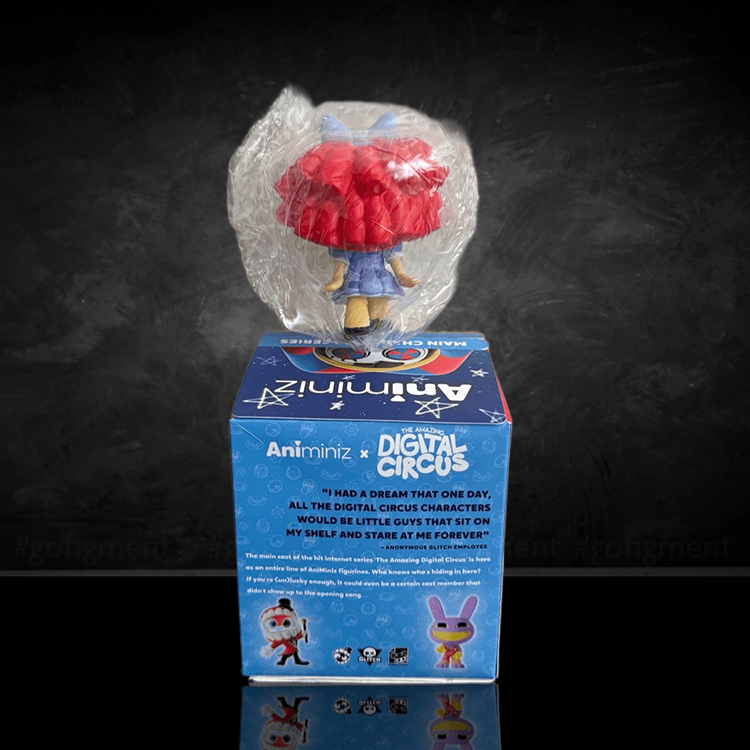 Ragatha figure from The Amazing Digital Circus on box with blue design by vendor Glitch in protective packaging